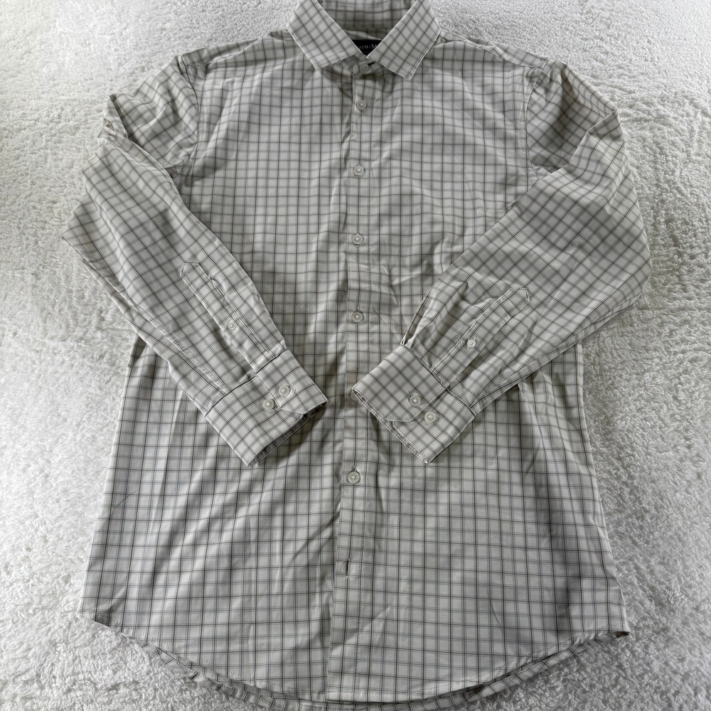 Mizzen + Main Leeward Trim Mens Medium White Check Performance Stretch Button Up